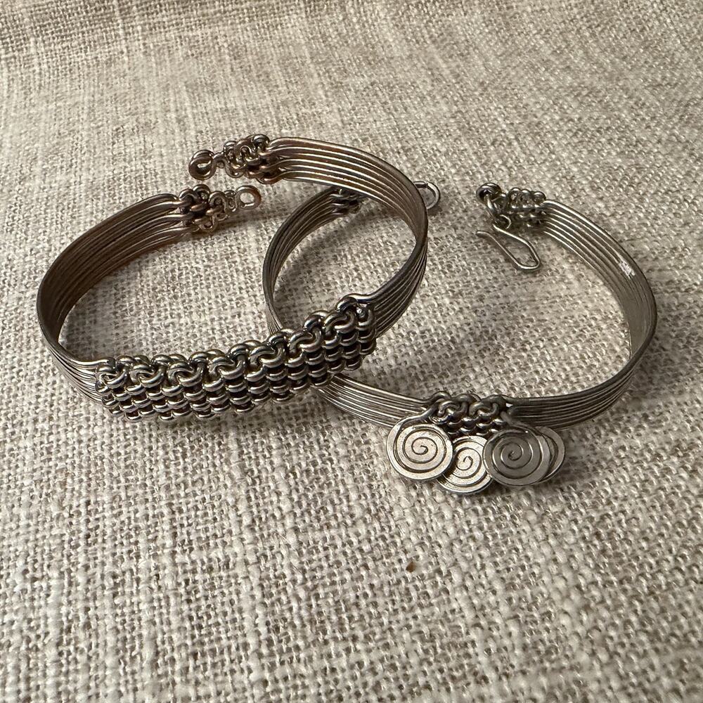 Artisan Multi-strand Wire Cuff Bracelet Set Bold Spiral Statement Jewelry